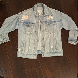Fashion Nova Light Blue Distressed Denim Jacket